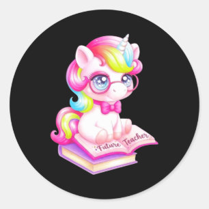 Cute Unicorn Future Teacher Clroom Classic Round Sticker