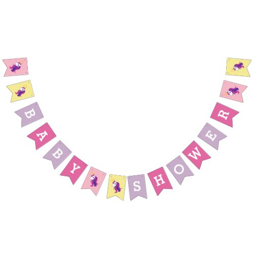Cute Unicorn Girl Baby Shower Bunting Banner Flags