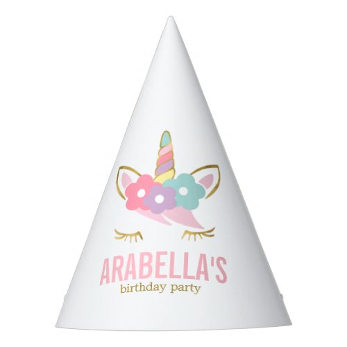 Cute Unicorn Girls Birthday Party Party Hat