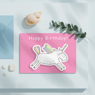 Cute Unicorn - Girls Birthday Postcard