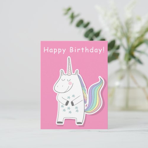 Cute Unicorn _ Girls Birthday Postcard