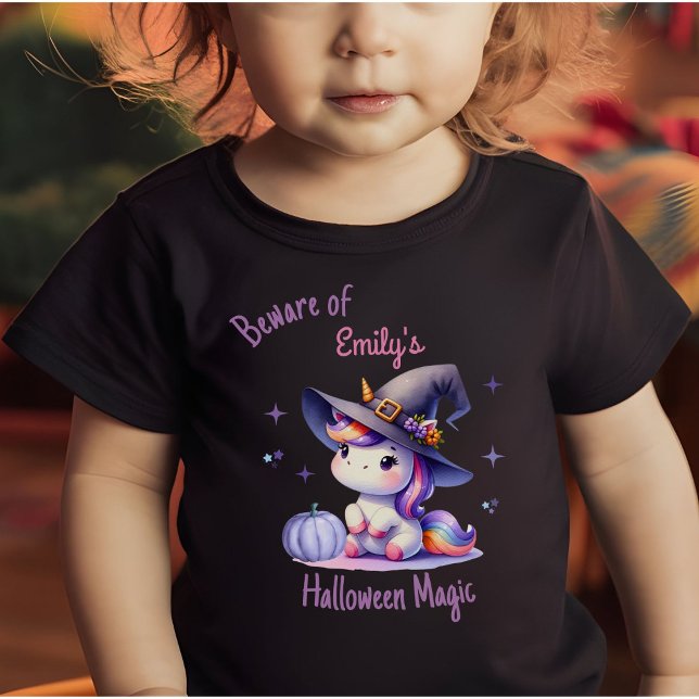 Cute Unicorn Girls Halloween Personalized Baby T-Shirt (Creator Uploaded)