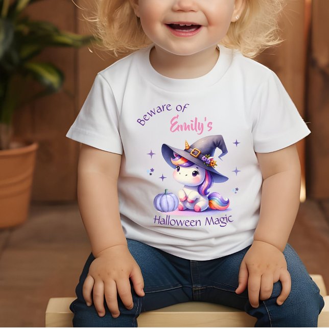 Cute Unicorn Girls Halloween with Name Baby T-Shirt (Creator Uploaded)