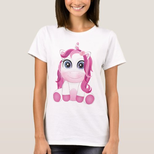 Cute unicorn Girls Kids Women T_Shirt