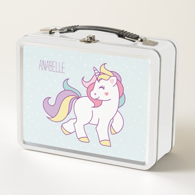 Cute Unicorn Girls Metal Lunch Box (Front)