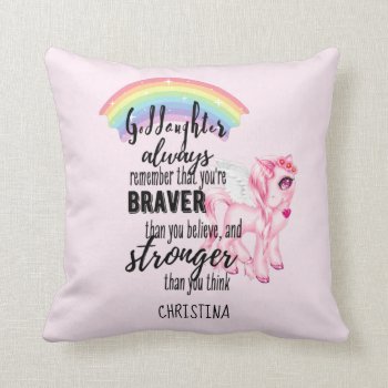 Cute Unicorn GODDAUGHTER Motivational Quote Throw Pillow
