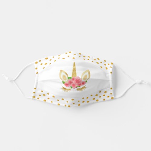 Cute Unicorn golden confetti  flowers magic mask