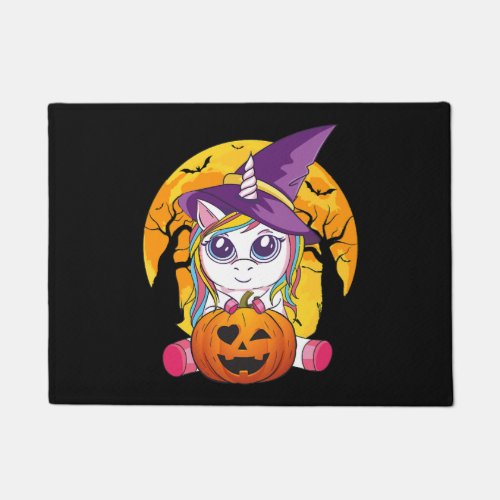 Cute Unicorn Halloween Witch Women Toddler Doormat