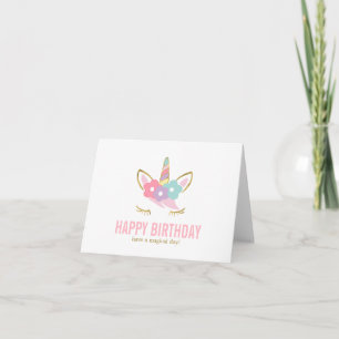 Cute Unicorn Happy Birthday Letterpress Thank You Card