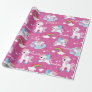 Cute unicorn Happy birthday pink girly Wrapping Paper