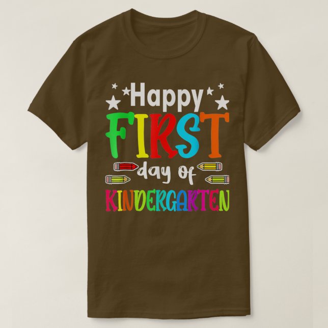 Cute Unicorn Happy First Day Of Kindergarten Back  T-Shirt (Design Front)