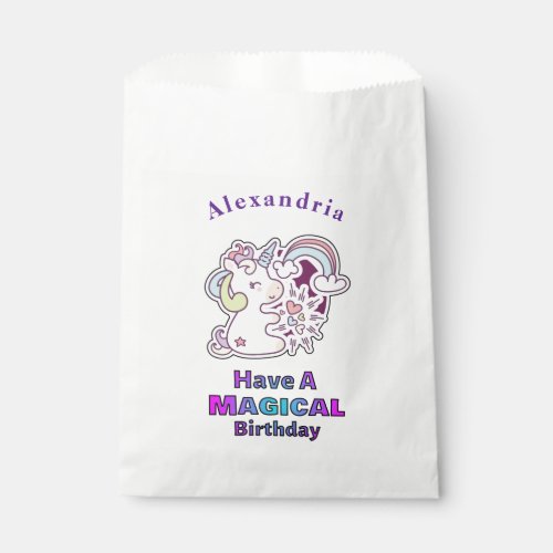 Cute Unicorn Have A Magical Birthday Favor Bag