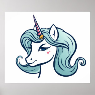Cute unicorn head Poster