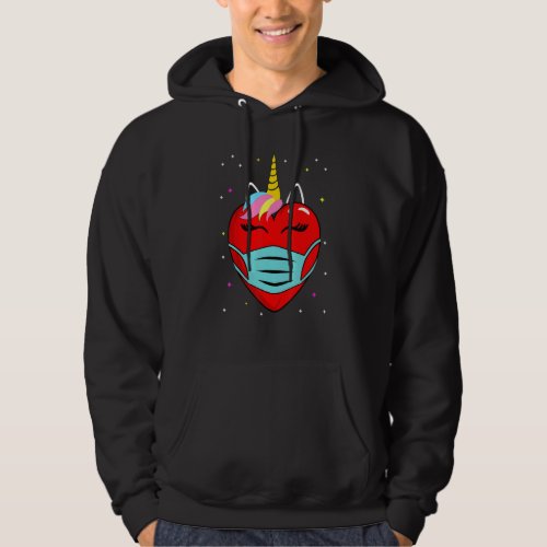 Cute Unicorn Heart In A Mask 2021 Valentines Day G Hoodie