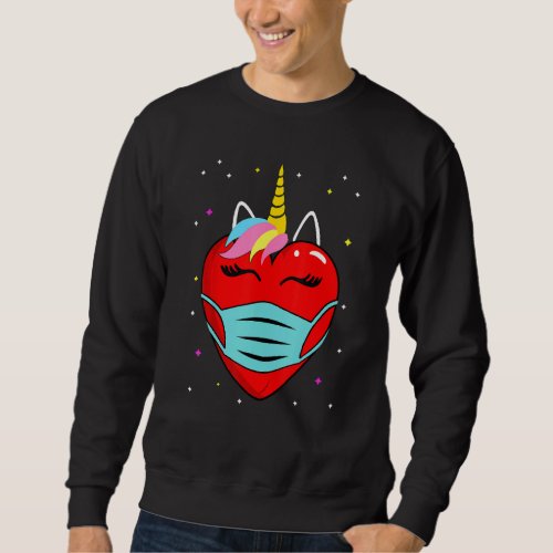 Cute Unicorn Heart In A Mask 2021 Valentines Day G Sweatshirt