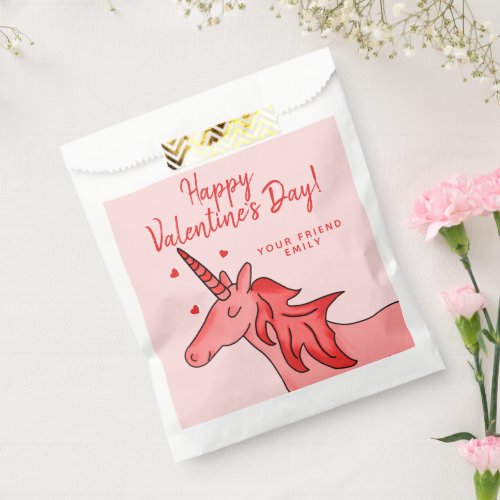 Cute Unicorn Heart Kids Valentines day Favor Bag