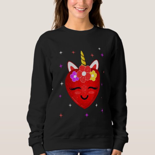 Cute Unicorn Heart Valentines Day Girls Kids Funny Sweatshirt