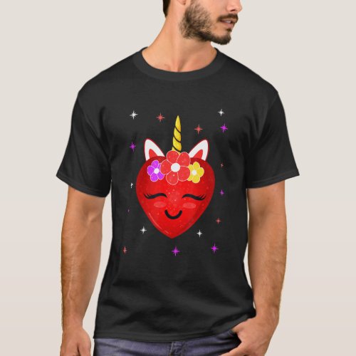 Cute Unicorn Heart Valentines Day Girls Kids Funny T_Shirt