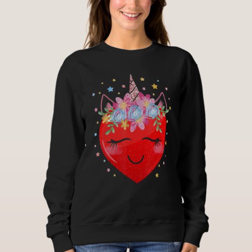 Cute Unicorn Heart Valentines Day Shirt Gift Girl 