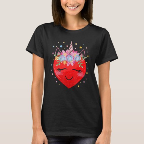 Cute Unicorn Heart Valentines Day Shirt Gift Girl 