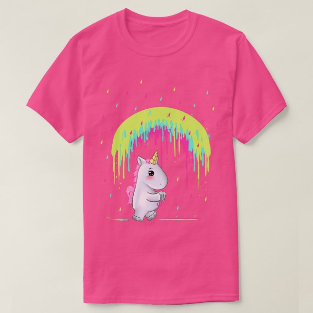 Cute Unicorn Holding Rainbow Umbrella Gift Idea T-Shirt (Design Front)