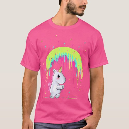 Cute Unicorn Holding Rainbow Umbrella Gift Idea T_Shirt