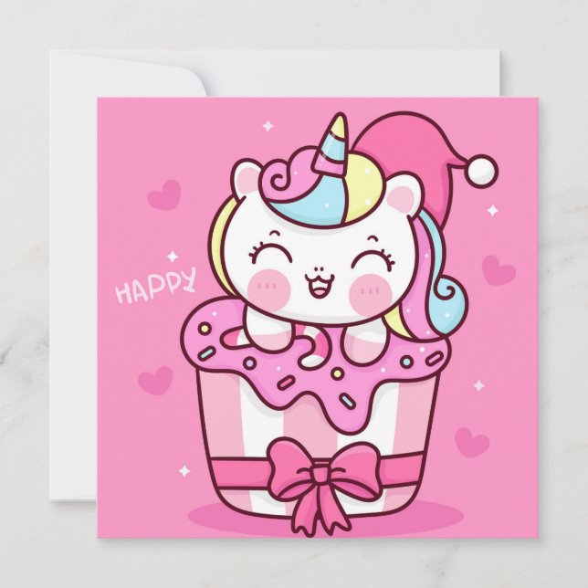 Cute Unicorn  Holiday Card (Front)