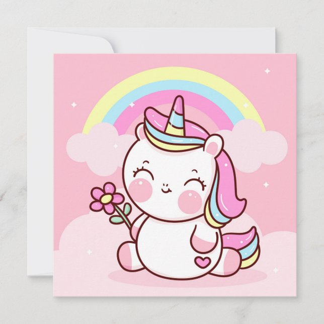 Cute Unicorn  Holiday Card (Front)