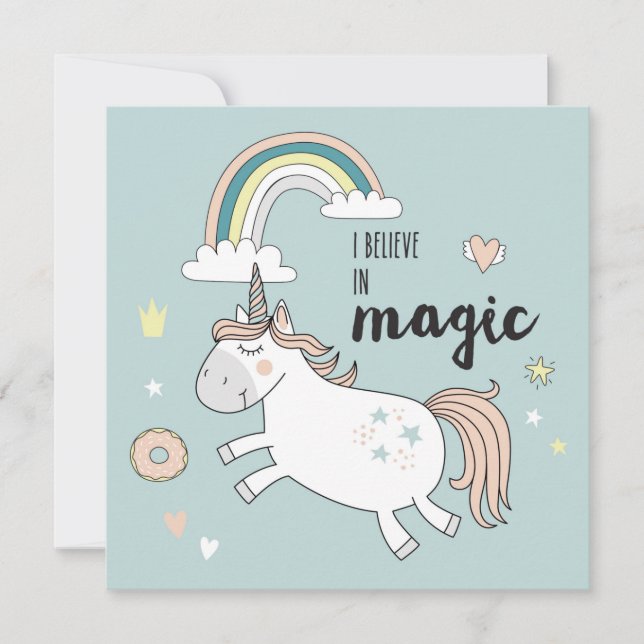 Cute Unicorn  Holiday Card (Front)