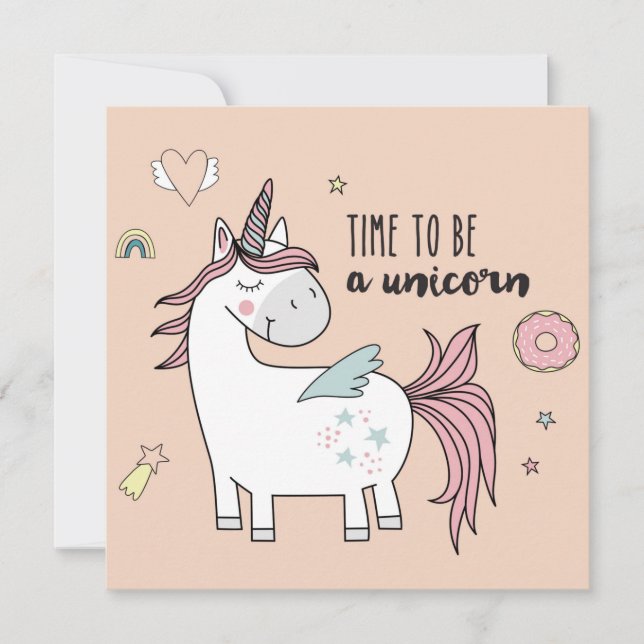 Cute Unicorn  Holiday Card (Front)