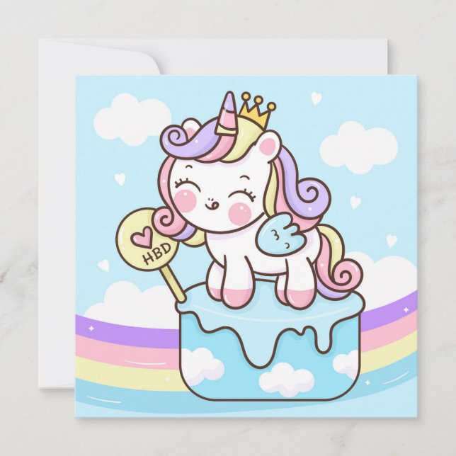 Cute Unicorn  Holiday Card (Front)