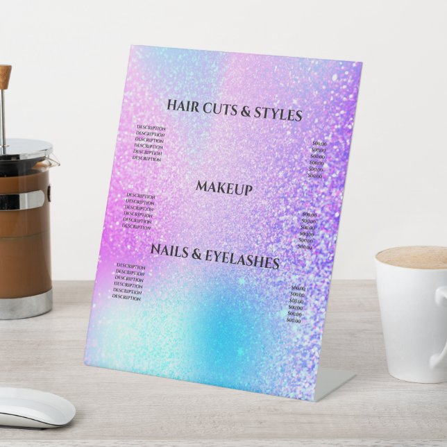 Cute Unicorn Holographic Pedestal Sign (In SItu)