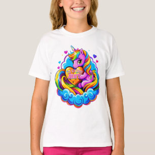 Cute Unicorn Hugging a Heart Pillow, Birthday gift T-Shirt