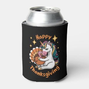 Cute Unicorn Hugs Turkey Happy Thanksgiving Girls Can Cooler
