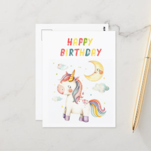Cute Unicorn I Colorful Happy Birthday Postcard