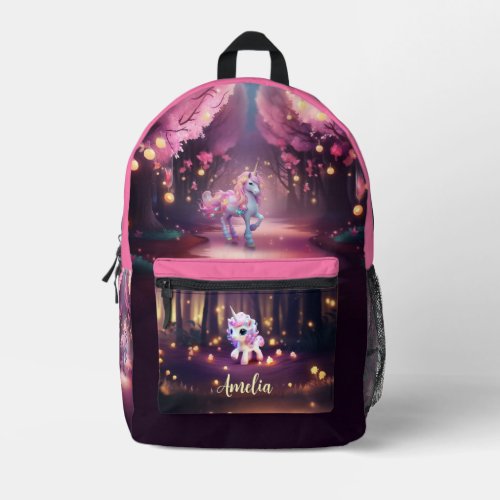 Cute Unicorn in a Pink Magical Forest Backpack