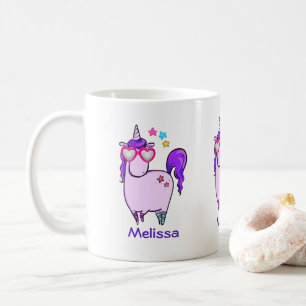 Cute Unicorn in Heart Shaped Glasses Coffee Mug