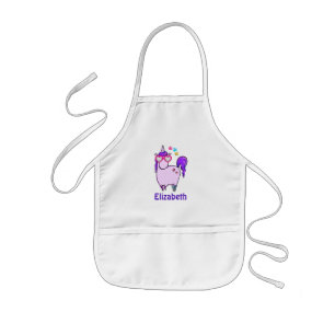 Cute Unicorn in Heart Shaped Glasses Kids' Apron