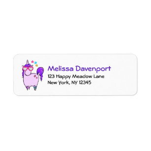 Cute Unicorn in Heart Shaped Glasses Label