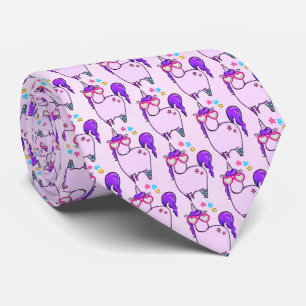 Cute Unicorn in Heart Shaped Glasses Neck Tie