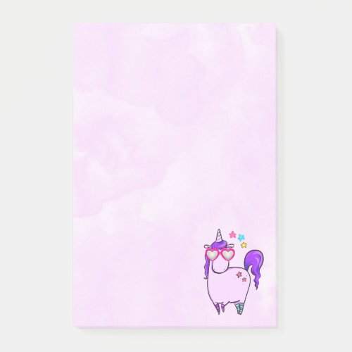 Cute Unicorn in Heart Shaped Glasses Post_it Notes