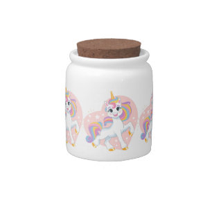 Cute unicorn in the heart candy jar
