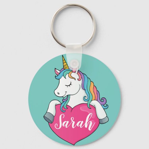 Cute unicorn keychain with custom girls name