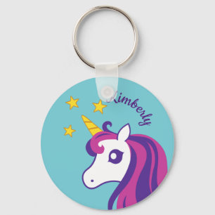Cute unicorn keychain with custom girl's name
