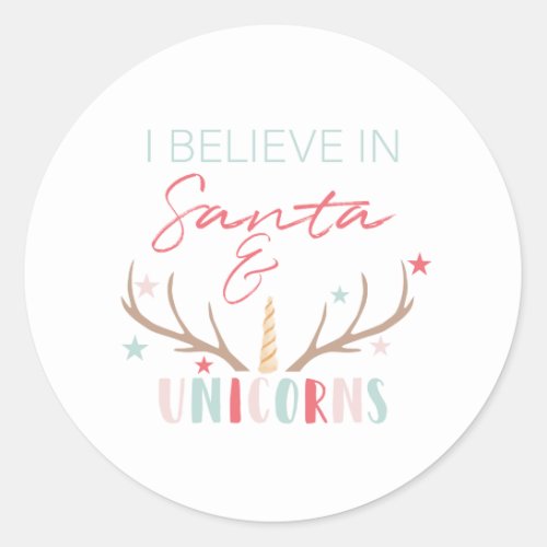 Cute Unicorn Kids Christmas Gift Tag Stickers