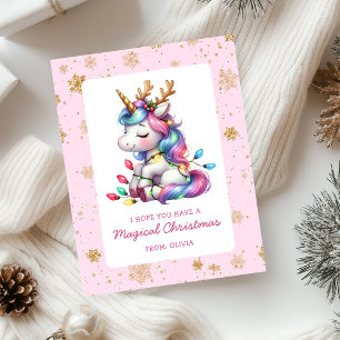 Cute Unicorn Kids Christmas Holiday Card