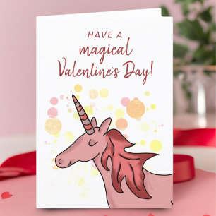 Cute Unicorn Kids Classroom Valentine`s day Holiday Card