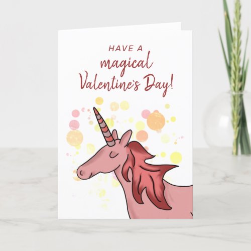 Cute Unicorn Kids Classroom Valentines day Holiday Card