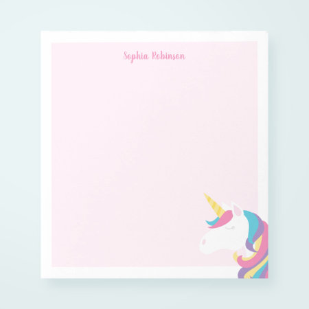 Cute Unicorn Kids Personalized Notepad