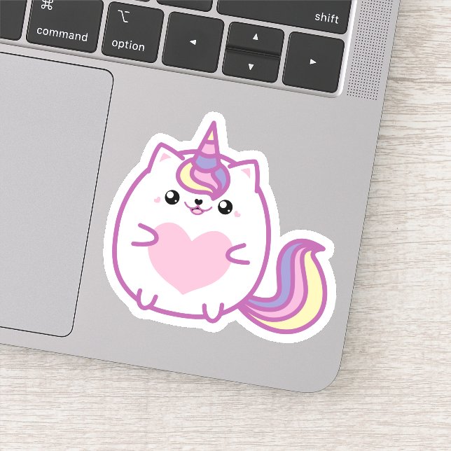 Cute Unicorn Kitty heart Sticker (Detail)
